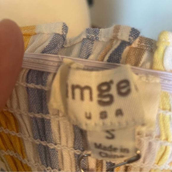 Umgee • Striped Smocked Jumpsuit Yellow, Blue & White • Size S • NWT - Picture 5 of 6